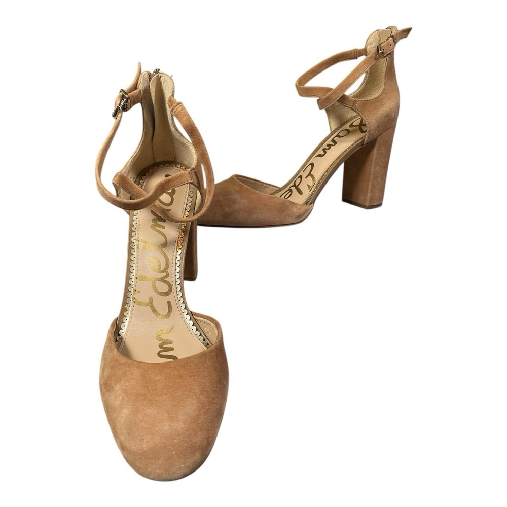 Women's Sam Edelman Simmons Suede Ankle-Strap Pumps Tan Size 10